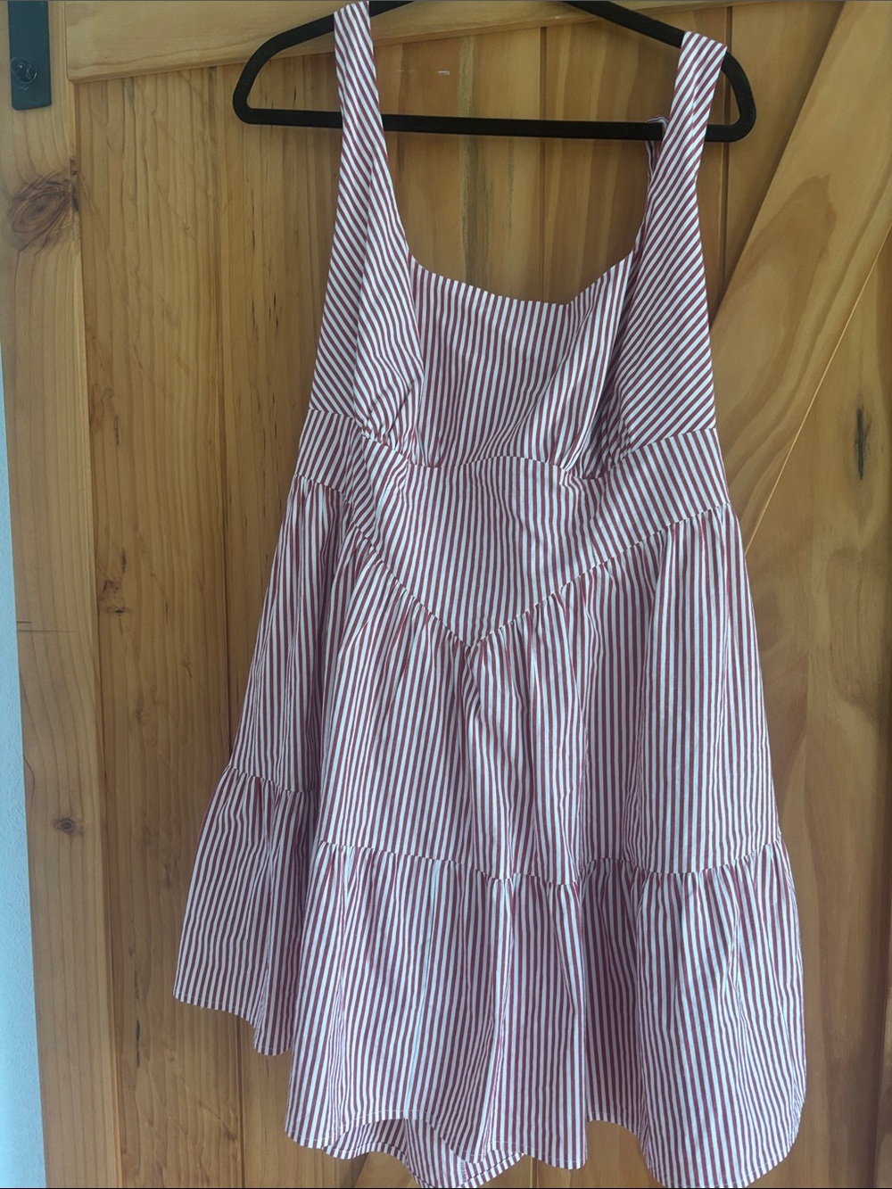 wild fable Red and White Striped Sleeveless Tiered Tank Dress
